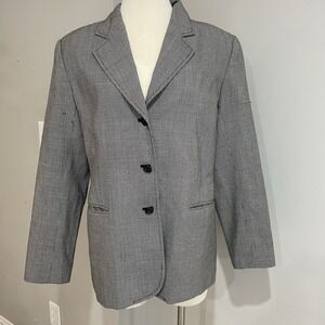 Jones New York Women's Houndstooth Print Two-Button Lined Blazer Jacket